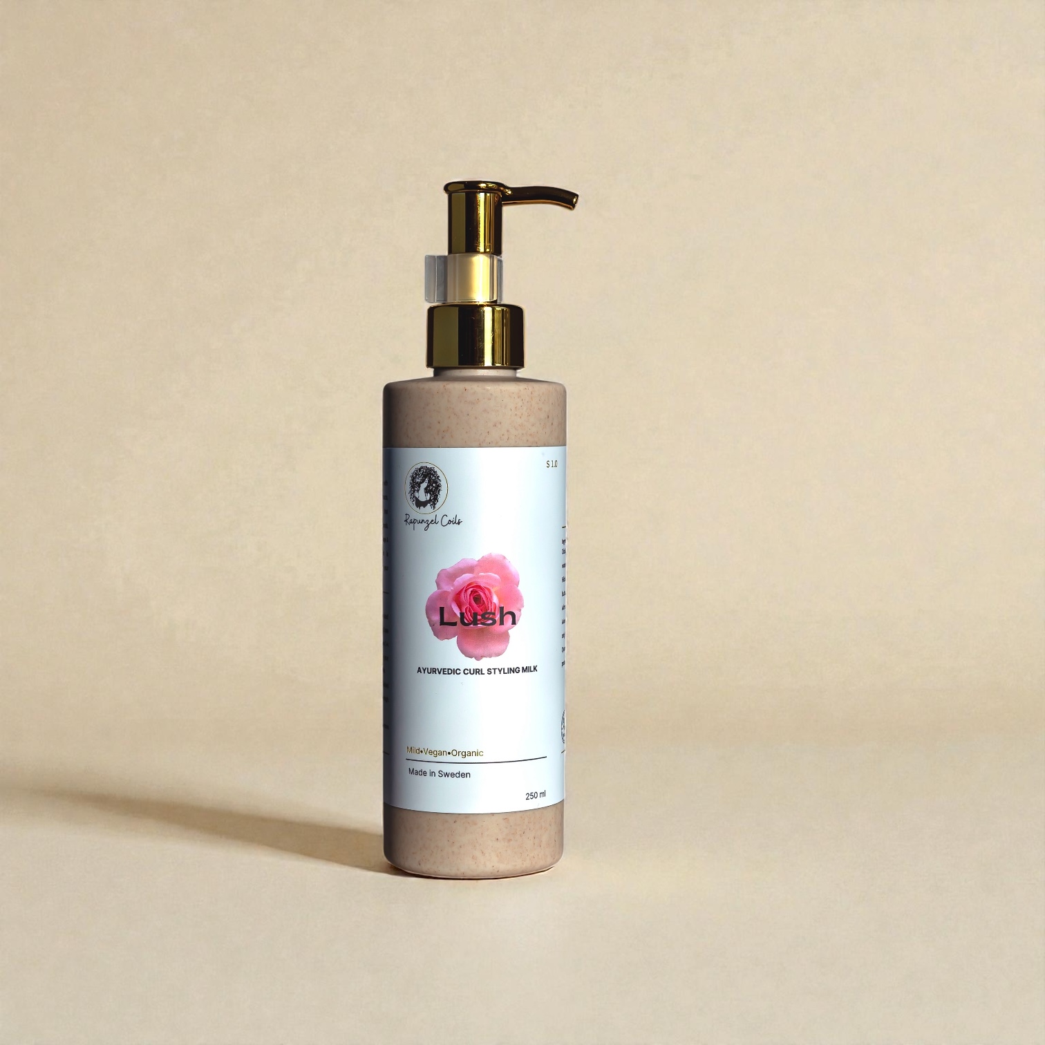 Lush Curl Styling Milk by Rapunzel Coils, a lightweight leave-in milk that moisturizes curls and enhances definition.